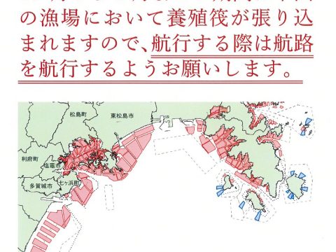 養殖いかだが張り込まれます